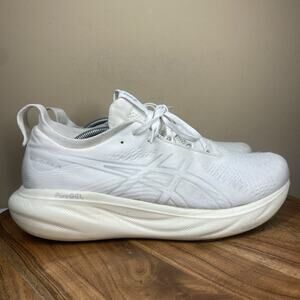 ASICS Gel Nimbus 25 White Silver Mens Triple White Size 13 Running Shoes1011B547